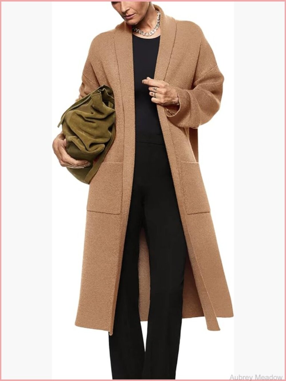Oversized Open Front Long Cardigan Sweater Coat with Pockets
